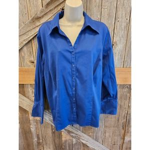 Lane Bryant plus size Career casual blue stretch button up 18/20